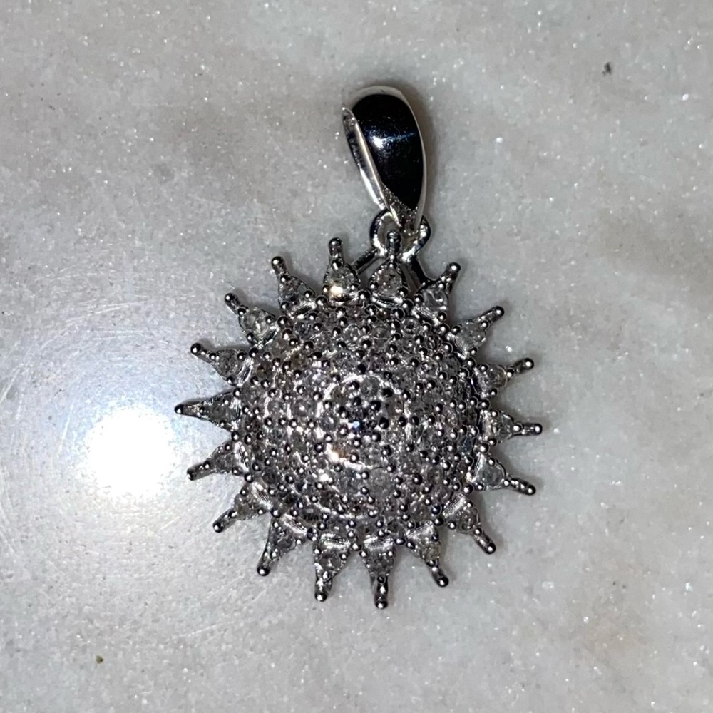 NWT Diamond Sunburst Pendant in Platinum over .925 Sterling Silver .50 carat!!! - Picture 8 of 10